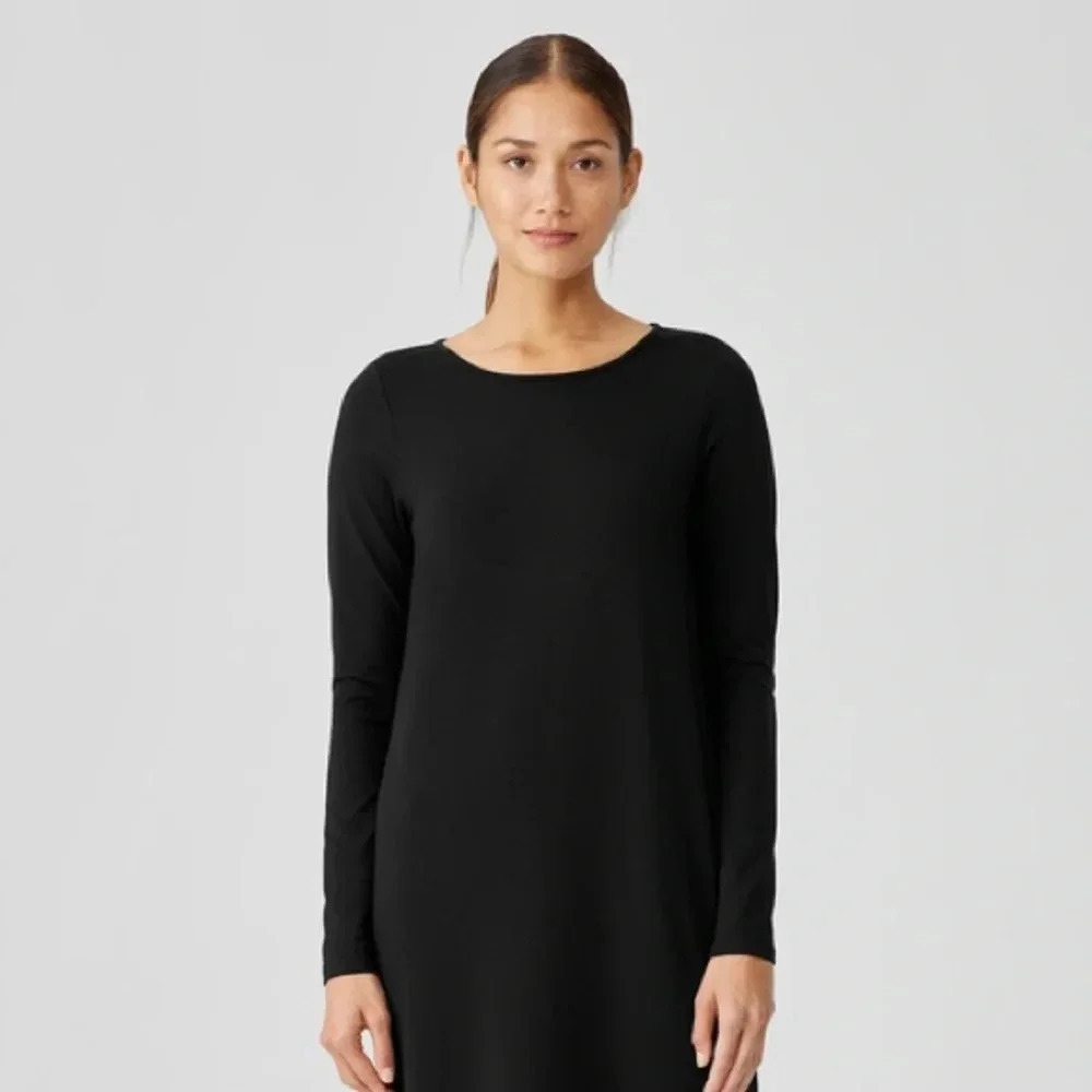 Eileen Fisher Black Shirt Tunic Top size Petite Small